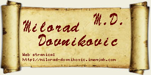 Milorad Dovniković vizit kartica